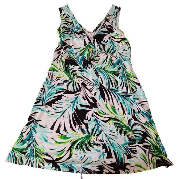 Harper 241 Womens Palm Frond Print Sleeveless Dress Large - Picture 2 of 10